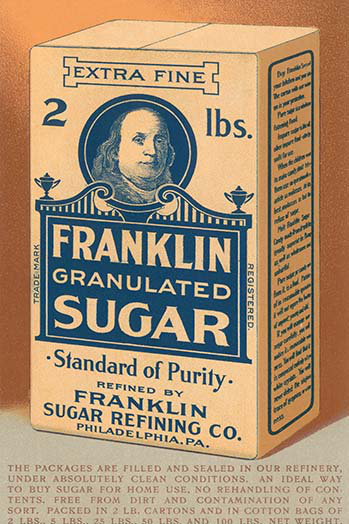 « franklin pregranuléed sucre », affiche rétro, H 66 po x l 44 po
