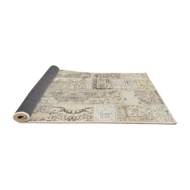 Tapis contemporain beige / brun, Rond 7 pi