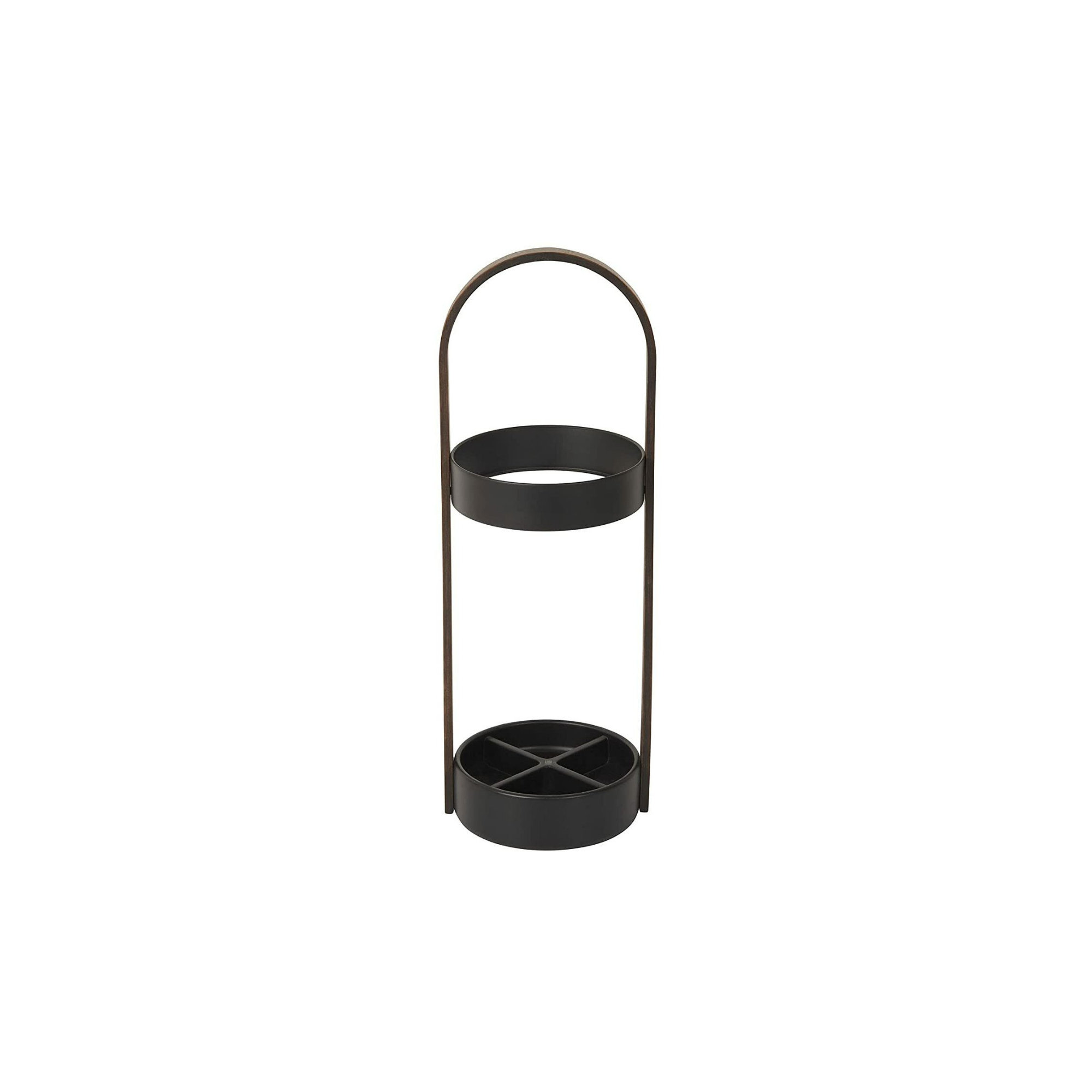 Akyah Freestanding Umbrella Stand, Black/Walnut