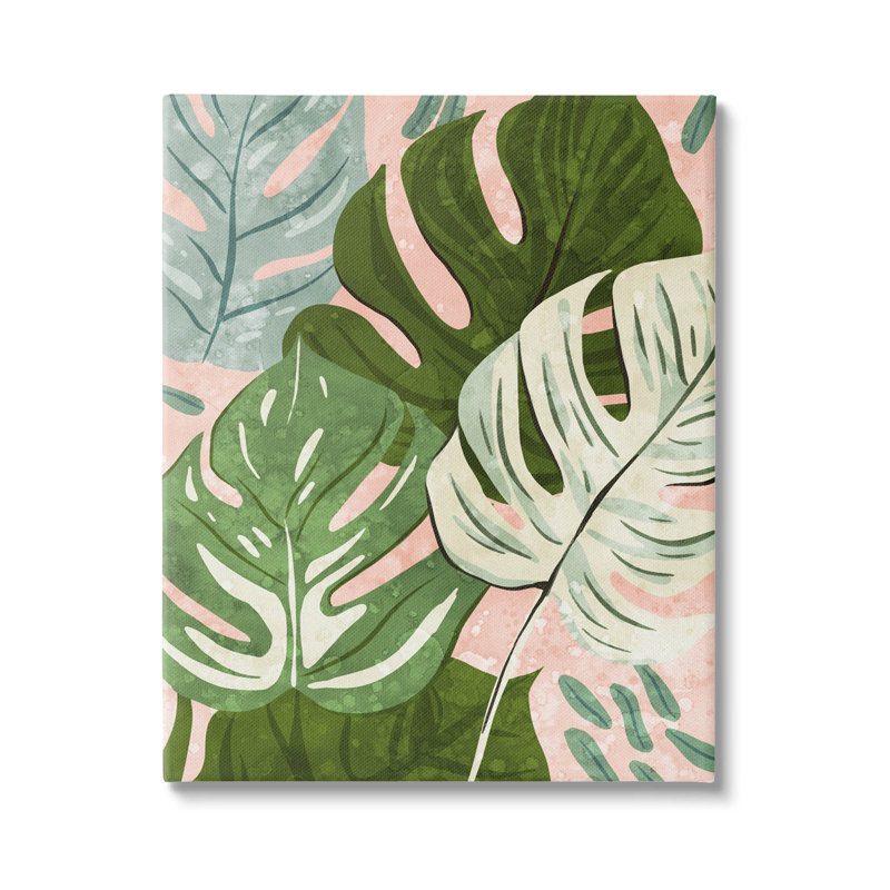 «Layered Monstera Plant Leaves», art mural sur toile par Ziwei Li, L 16 po x H 20 po