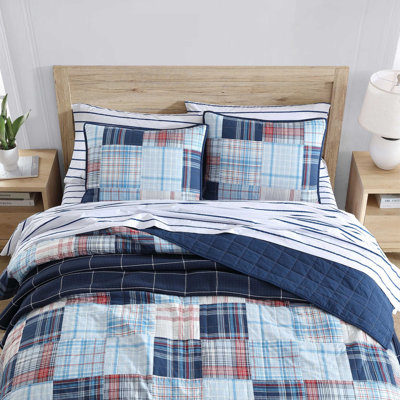 Stony Point Blue Standard Cotton Quilt Set