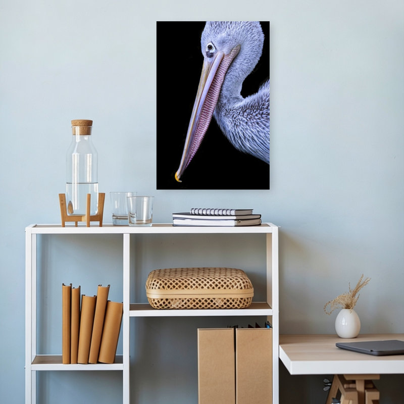Graceful Pelican Portrait Elegant Minimalist Bird Pelican Nature Portrait Wall Art Print 1 Piece Wrapped Canvas Wall Art