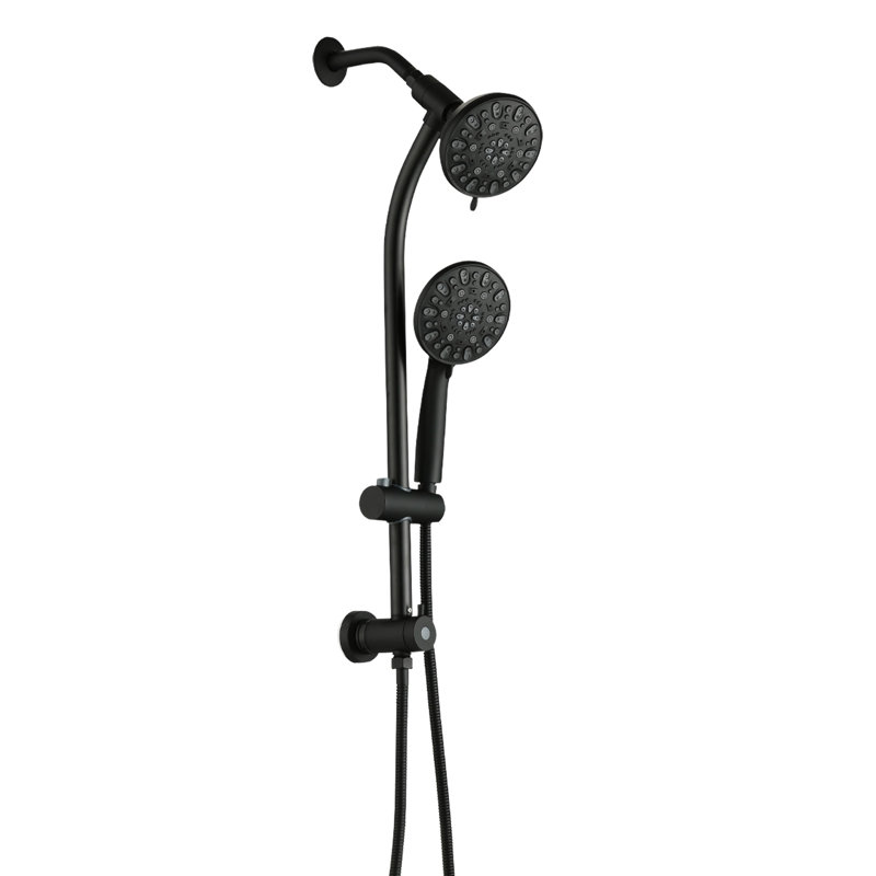 5 Inch Rain Shower & 7-Spray Handheld , 26" Adjustable Slide Bar, 1.8Gpm Dual Flow, Approved, Installation, Black Finish, Stainless Steel 7 Function Spray Modes For A Pleasant With Flow , Ideal