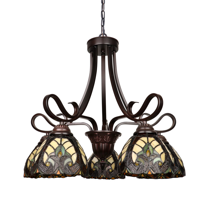 Victorian 5 - Light Glass Dimmable Classic / Traditional Chandelier