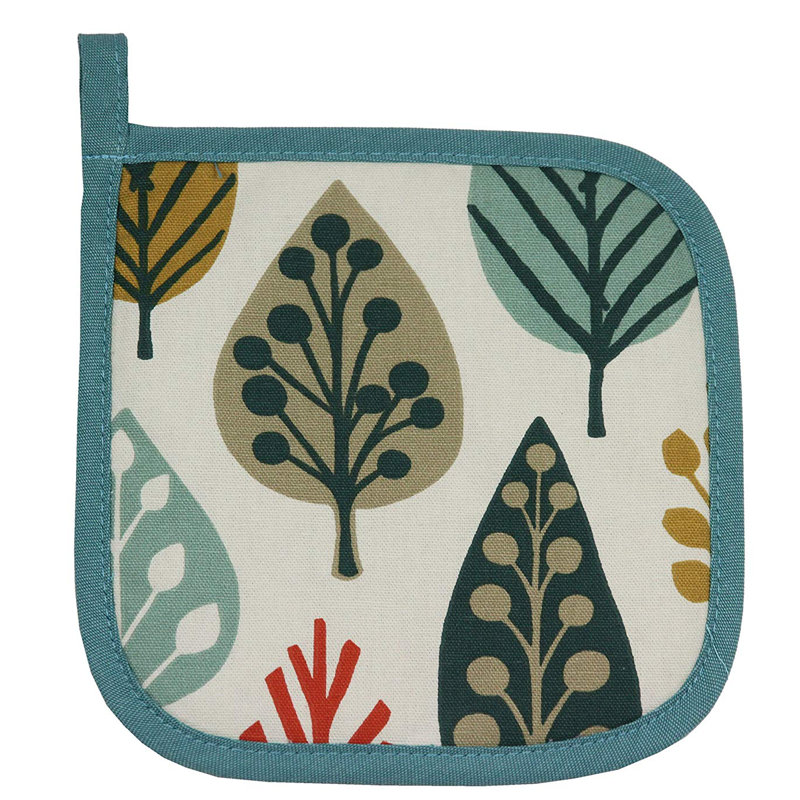 Latitude Run Alexys Floral Cotton Potholder, Terracotta Orange