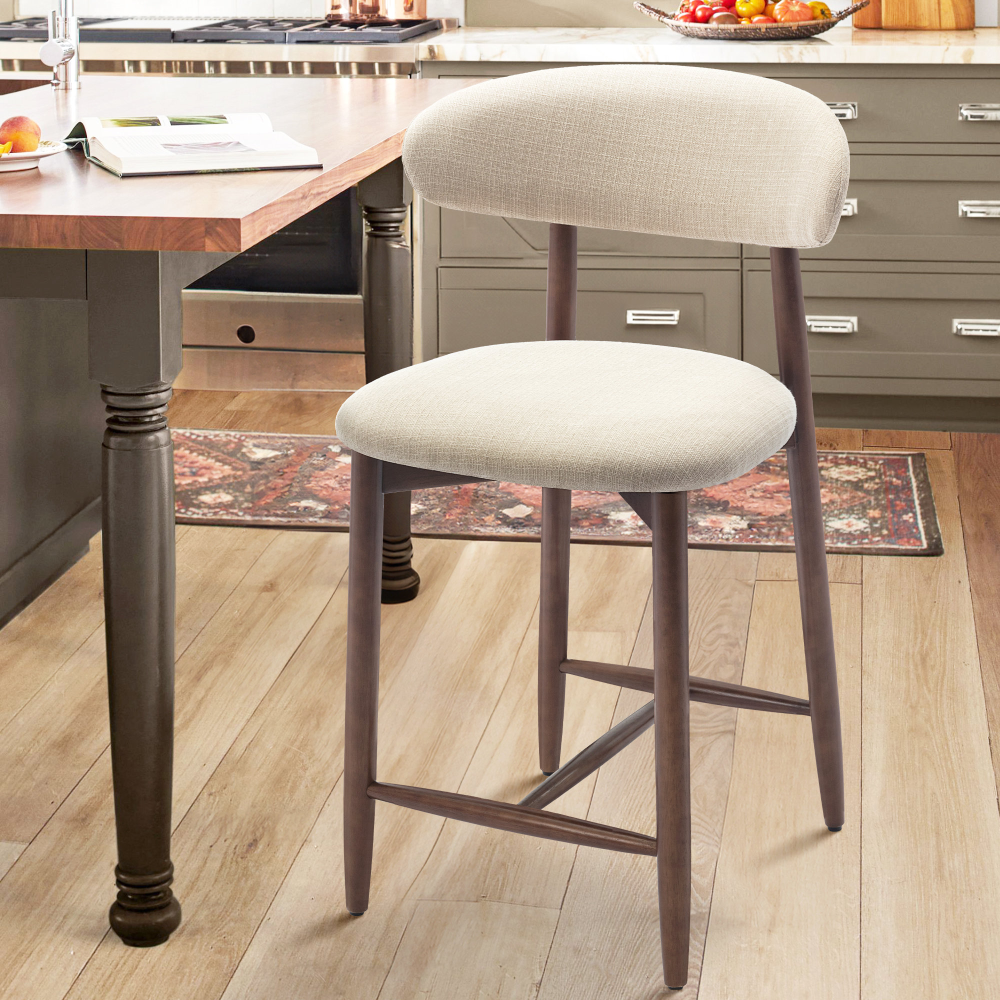 George Oliver Upholstered 25'' Counter Stool with Solid Wood Frame & Reviews | Wayfair