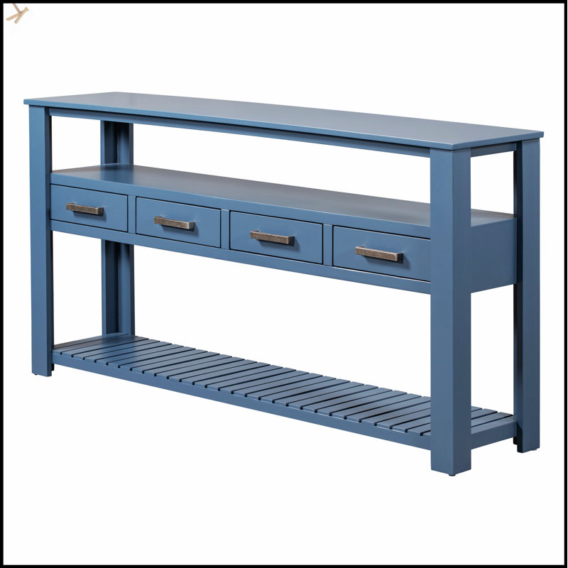 Table console moderne avec 4 tiroirs et 2 tablettes, parfaite pour les salons organisés et élégants