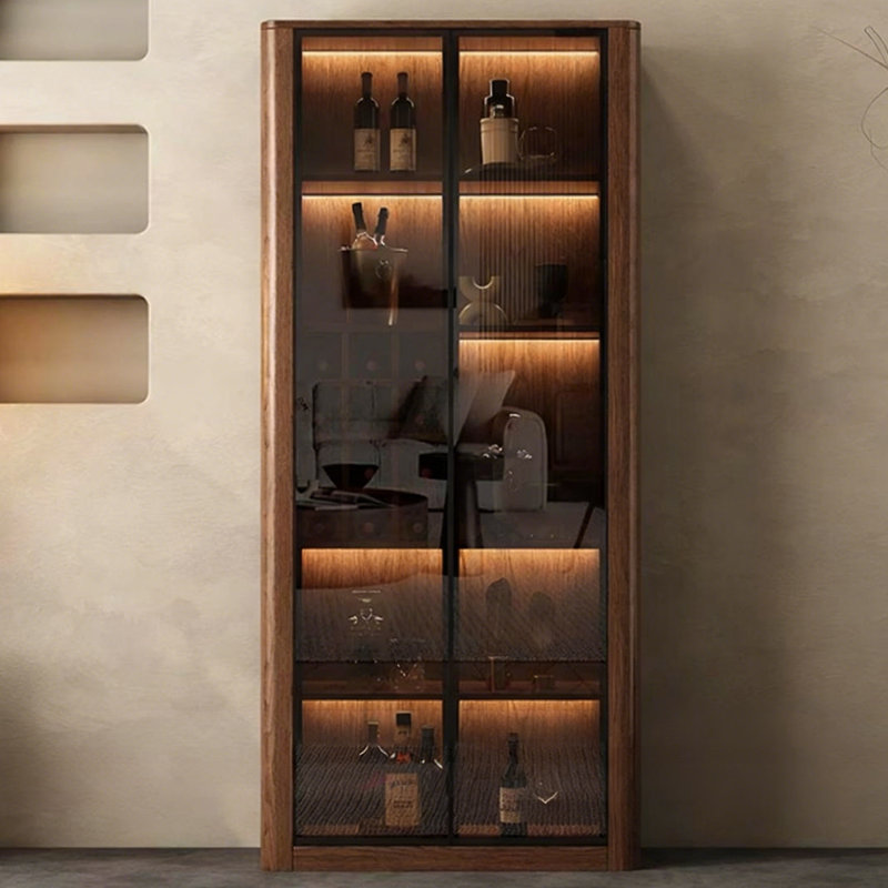 Brownness Solid Wood+Tempered Glass Display Cases