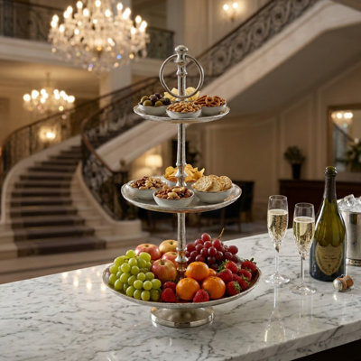 Ozias Silver Pedestal Tiered Stand