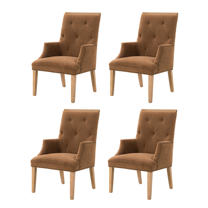 Ensemble de 4 chaises de salle à manger Sara Noble de style ferme, capitonnées, avec pieds en bois massif, largeur 57 cm (22,5 po).