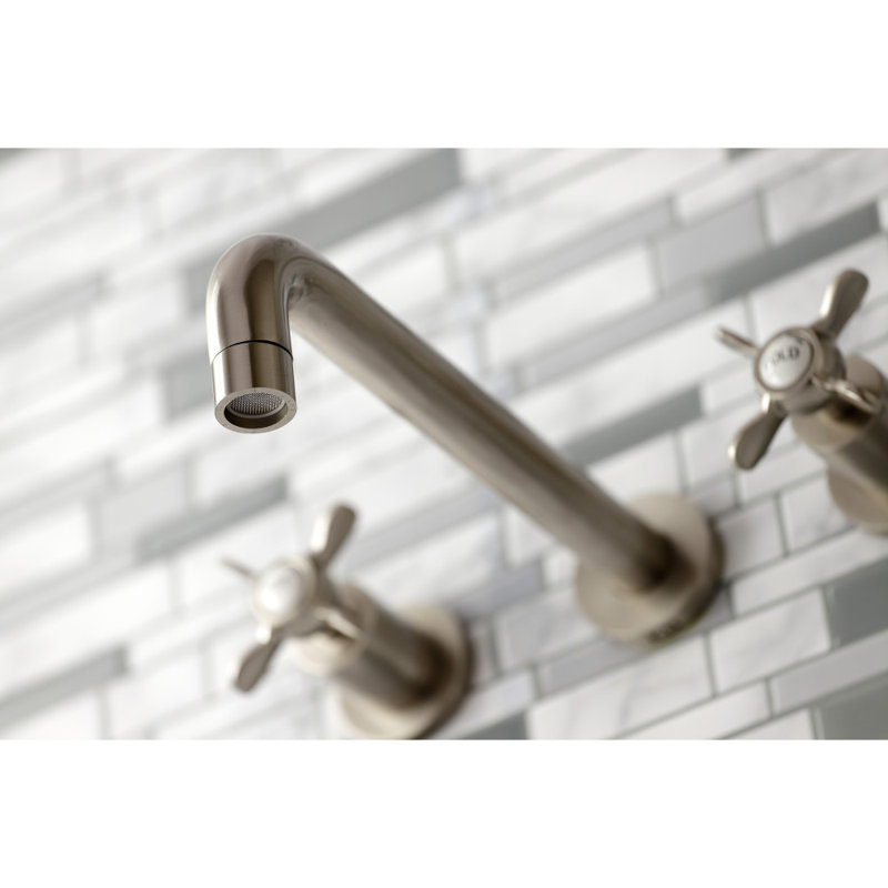 Kingston Brass Metropolitan Two-Handle 3-Hole Wall Mount Roman Tub Faucet, Polished Nickel