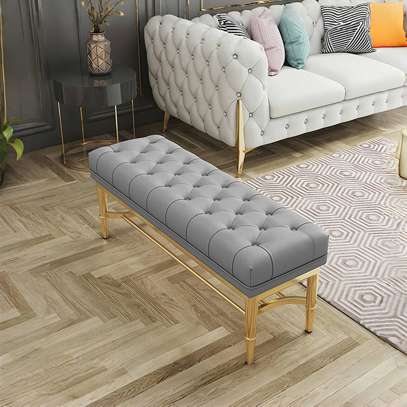 Jennevie Leather Match Upholstered Storage Bench, 18.89" H x 47.24" W x 12.99" D, Gray