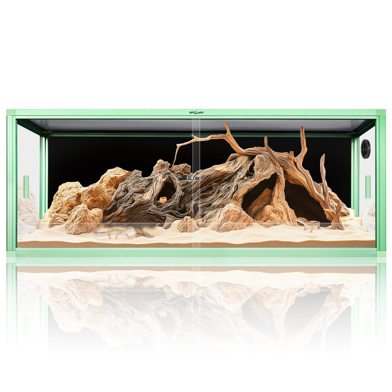 REPTIZOO 64 Gallon Bearded Dragon Tank, Reptile Enclosure For Easy Maintenance, Front Opening Reptile Tank With Top Screen Ventilation & Glass Sliding Door 48''X18''x18''