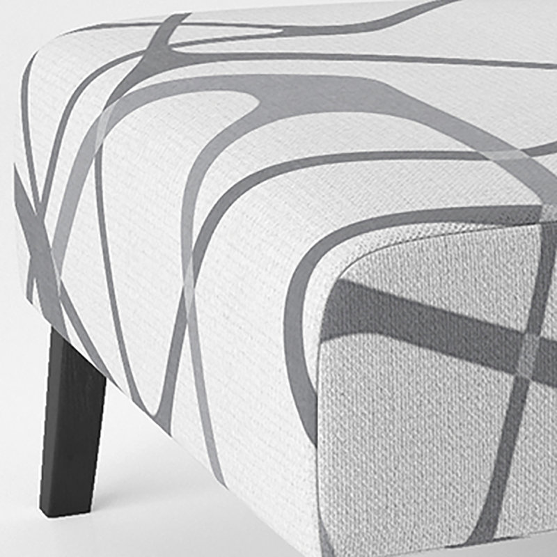 Fauteuil de chambre moderne rembourré en velours Brechta Vibrant Curve Design II, Gris / Blanc