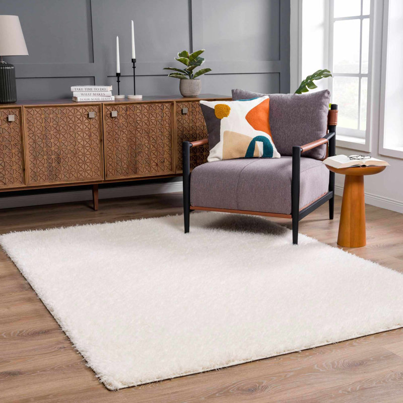 Tapis beige à poils longs Nereen, Tapis de couloir 2 pi 7 po x 7 pi 3 po