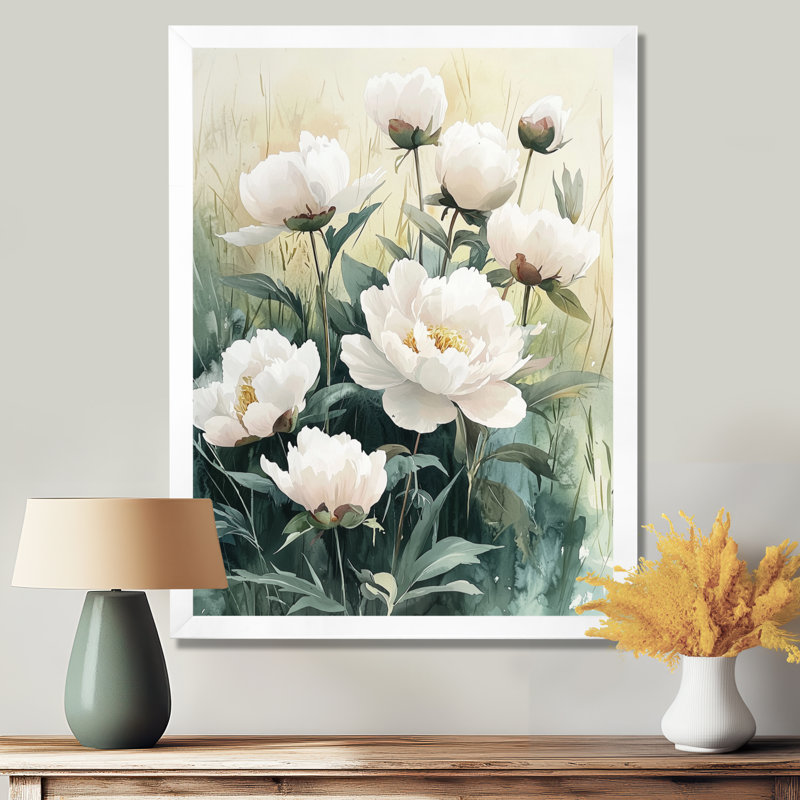 Giddings - Floral Canvas Art Print, H 44 po x l 34 po, Reproduction encadrée d'une seule photo, Blanc