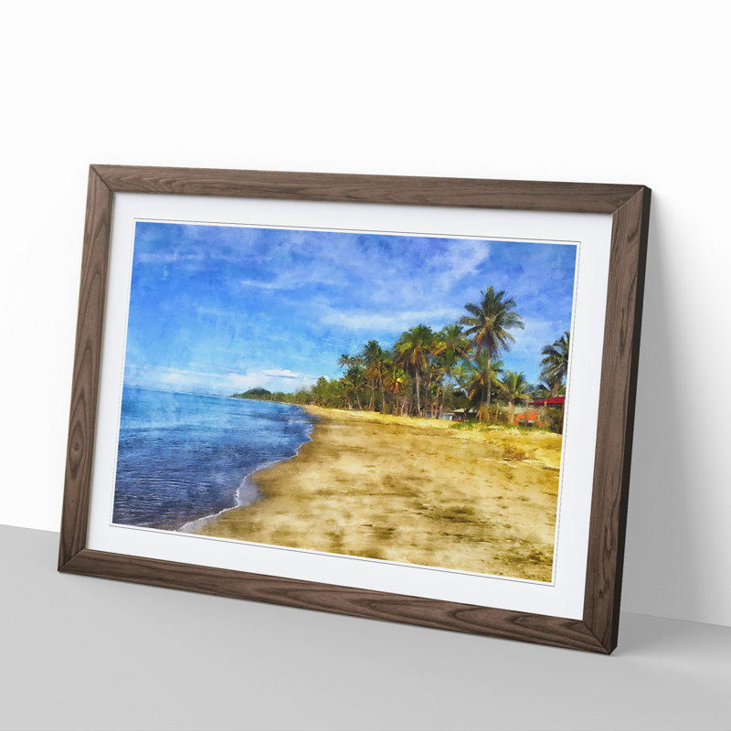 Palm Tree Beach Vol.1 - Framed Print, Walnut Framed, 27cm H x 36cm W x 2cm D