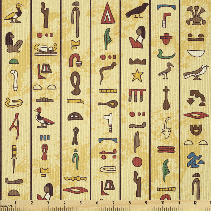 Devkali Hieroglyphics on Papyrus Old Paper Multi-Purpose Fabric