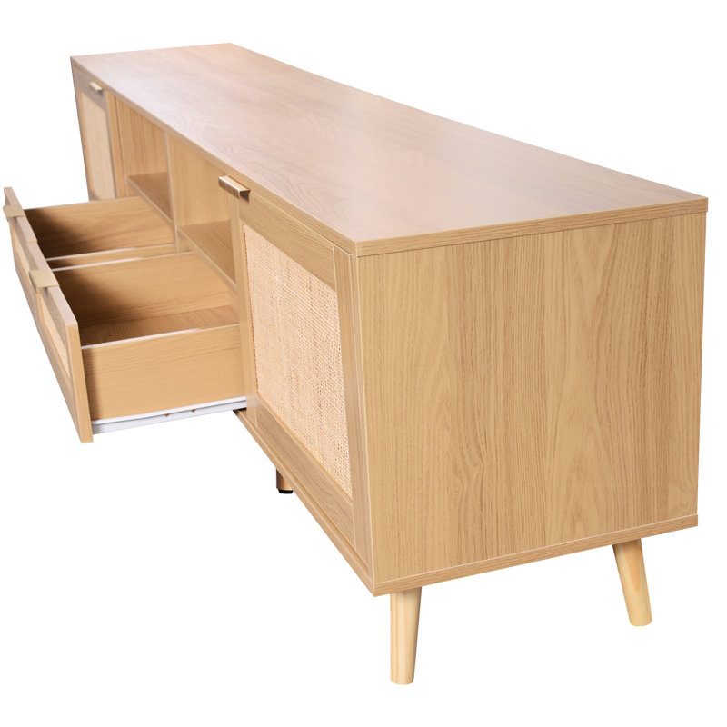 Meuble télé pour téléviseur de 85 po: style, pieds en bois massif, spacieux intérieur compatible: base, rangement fonctionnel