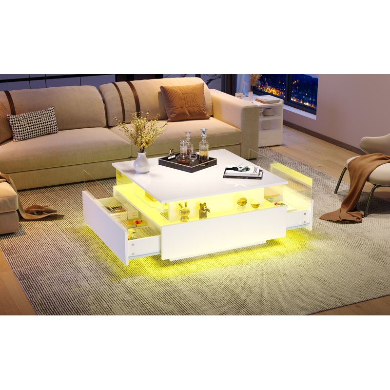 Deallen Block Coffee Table with Storage, White