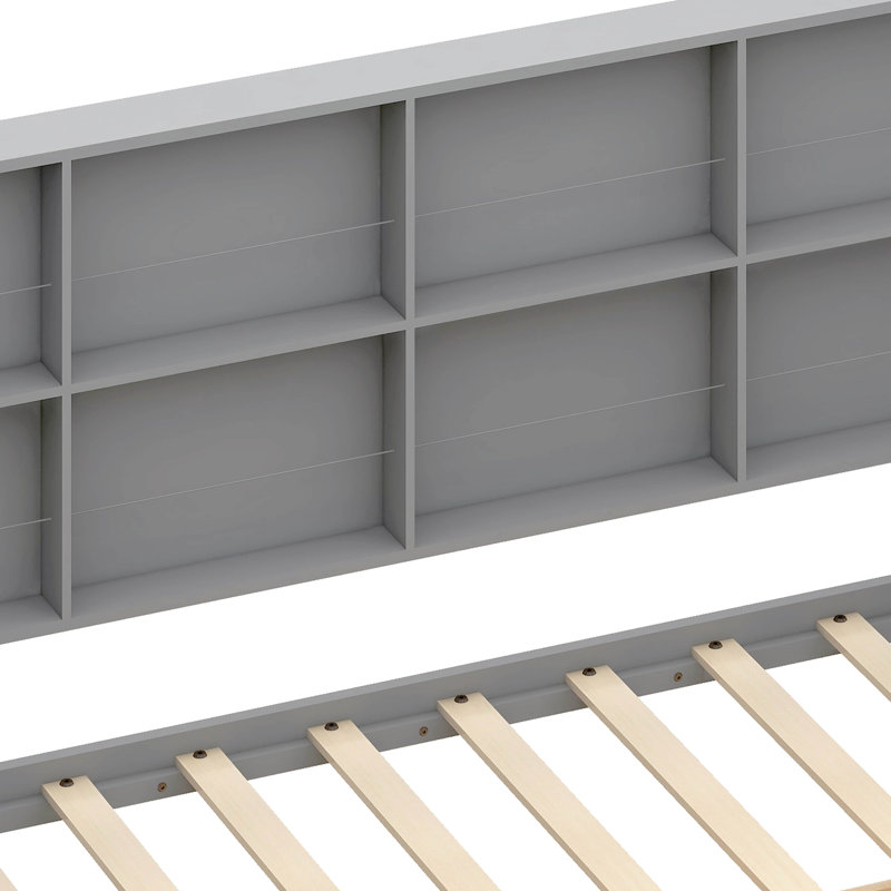 Antiope Kids Bed with Storage Shelf, Twin , Gray
