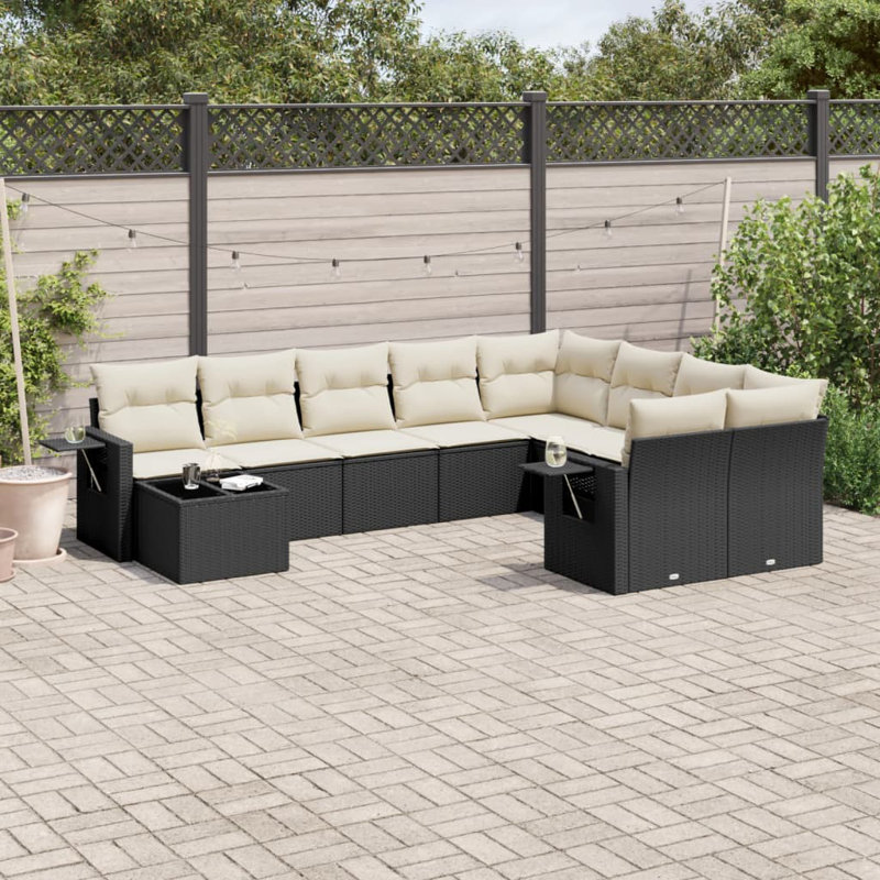 Ensemble de canapé de jardin Vidaxl noir, blanc crème
