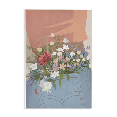 Fleurs dans un jeans, art mural sur plaque par Nataly White