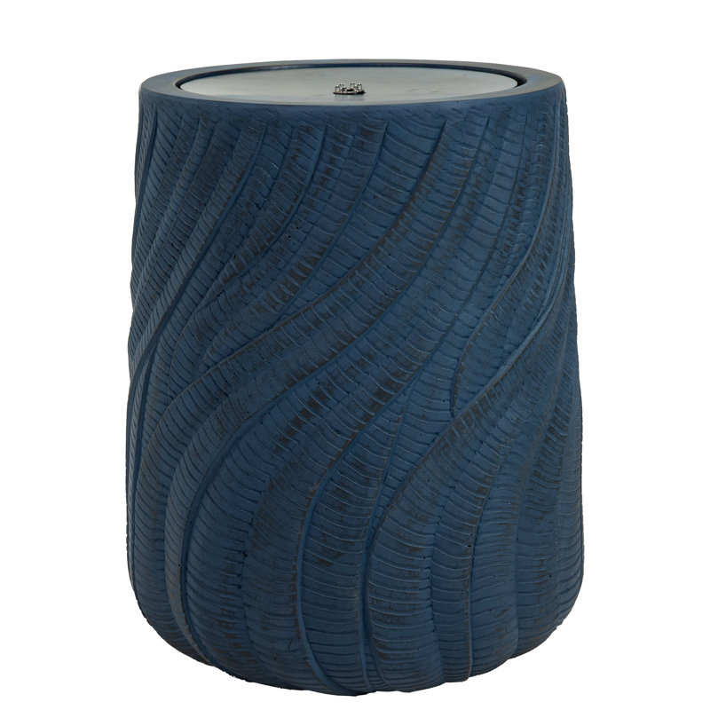 Textured Spiral LED Outdoor Bubble Fountain - Blue, Blue