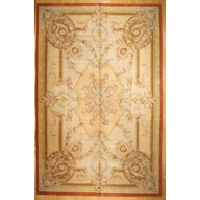 One-of-a-Kind 11'10" X 18'1" 2010s Wool Area Rug in Cream