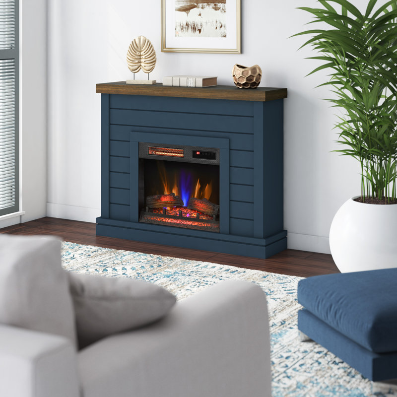 Foyer électrique mural Duraflame® Shiplap, bleu Fontana, Bleu Fontana