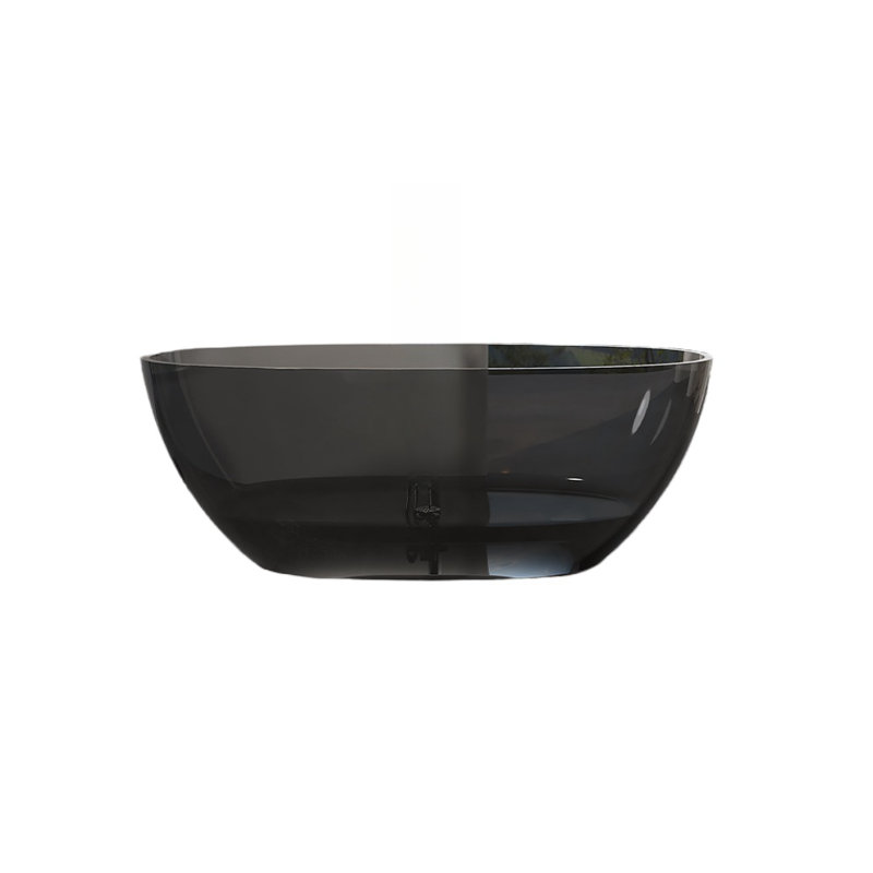 63'' W 22'' H Frameless Offset Curved Tub & Shower Kit, Black