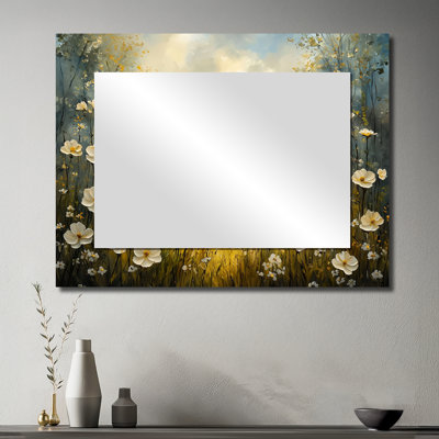Fleurs de campagne champêtre I - miroir mural floral - imprimé sur métal