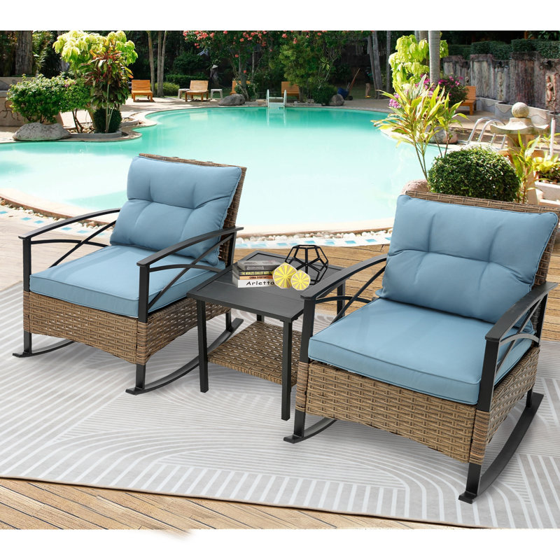 Chaise berçante en métal Xaira, Bleu