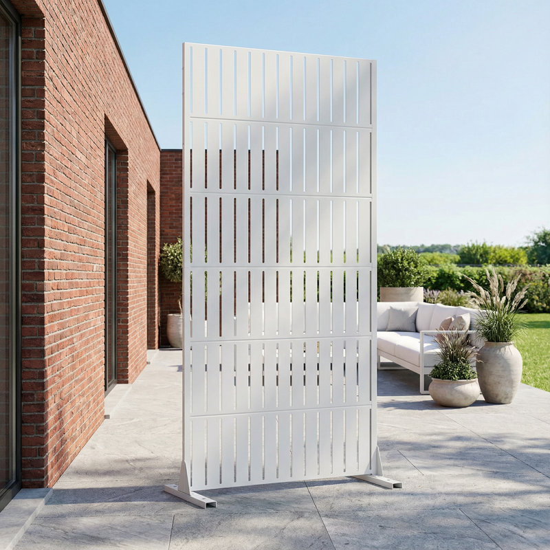 Panneau de clôture en métal pour écran d'intimité, H 72 po x l 35 po x P 16 po, Blanc