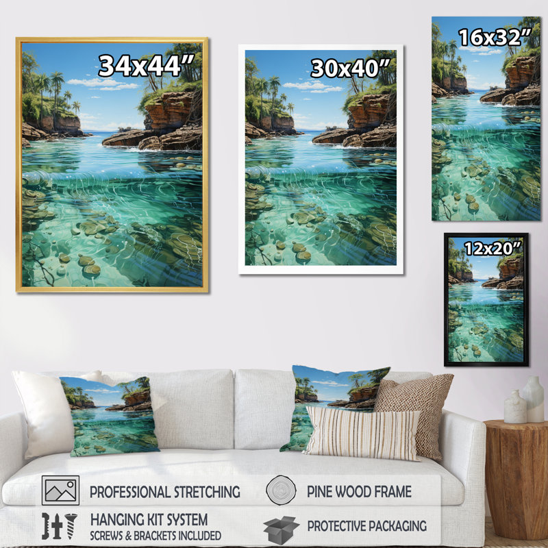Dominican Caribbean Dreamscape I " Dominican Caribbean Dreamscape I ", Black Picture Framed, 40" H x 30" W x 1.5" D