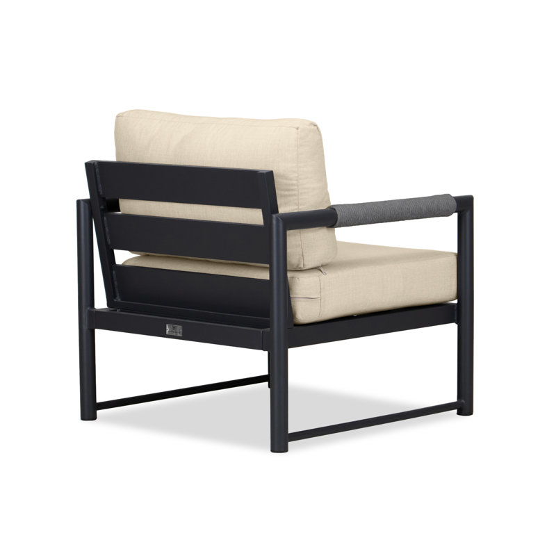 Alto Outdoor Lounge Chair, Spectrum Peacock Sunbrella® Plainweave, Black