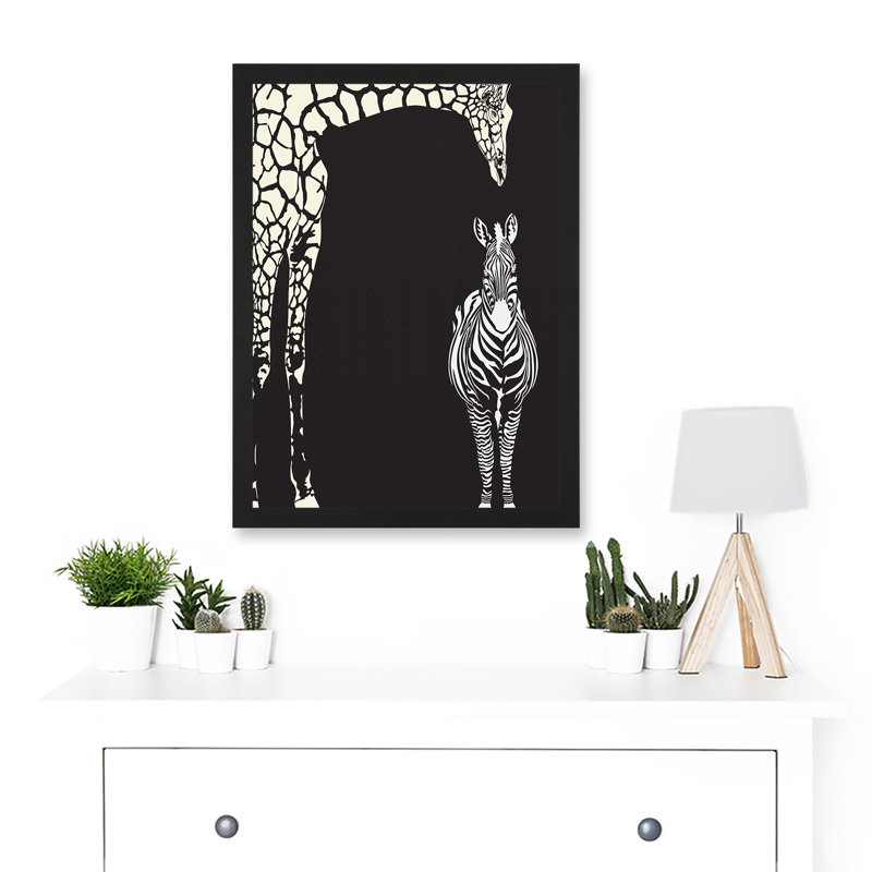 Zebra And Giraffe - Single Picture Frame Print