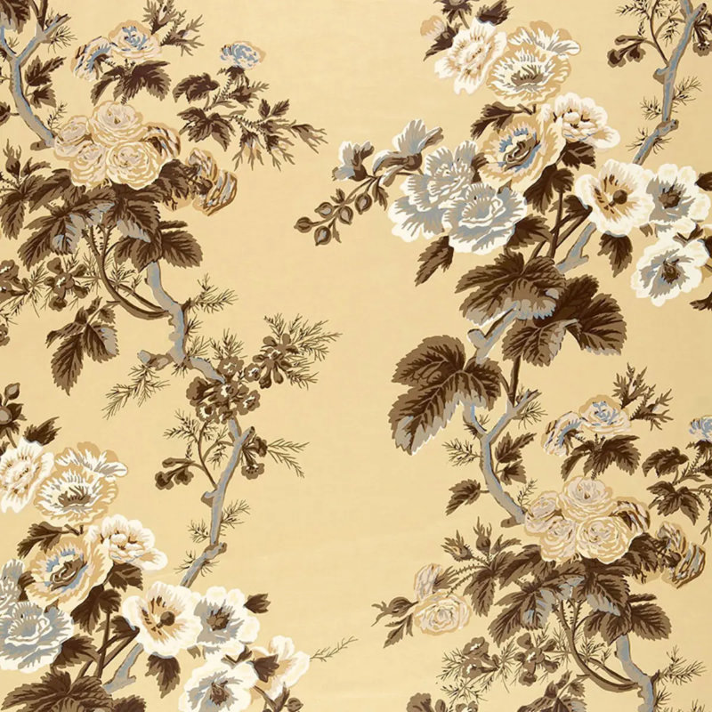 Pyne Hollyhock Fabric, Tobacco