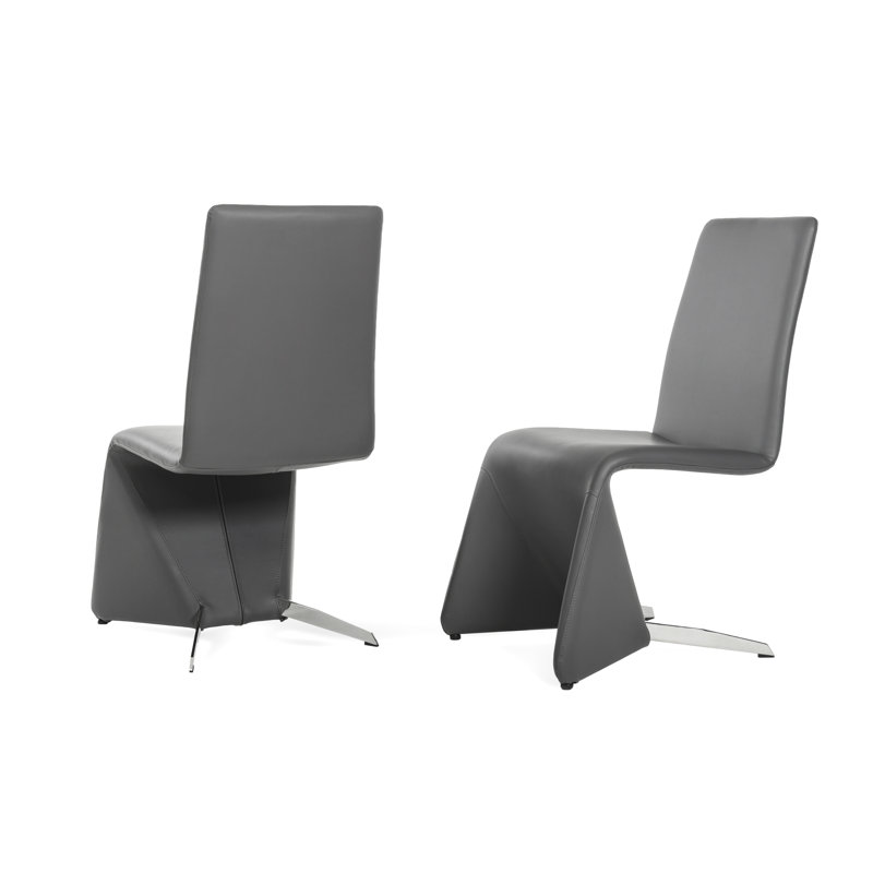 Oman  Faux Leather Side chair, Gray