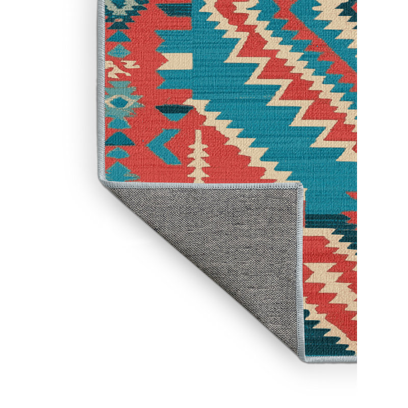 Washable Zuni Diamonds Southwestern Area Rug, Rectangle 7' x 9'
