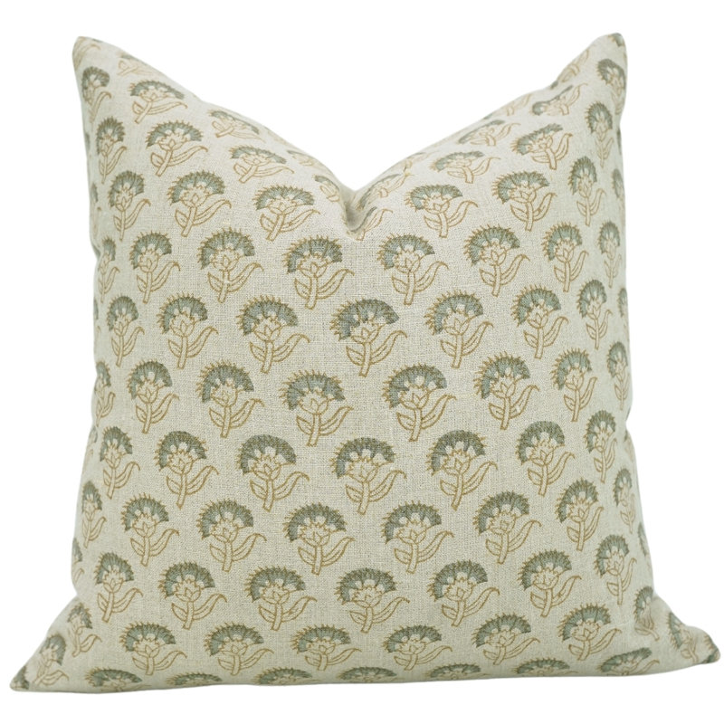 Coussin décoratif à motif de blocs de tissu fabriqué à la main Fab divine, Kesariya, H 36 po x l 14 po, Forme rectangulaire