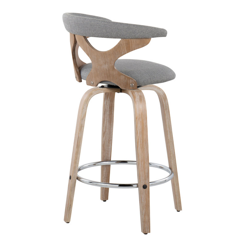 Contemporary Counter Stool, Gray Seat/Brown/Silver Frame