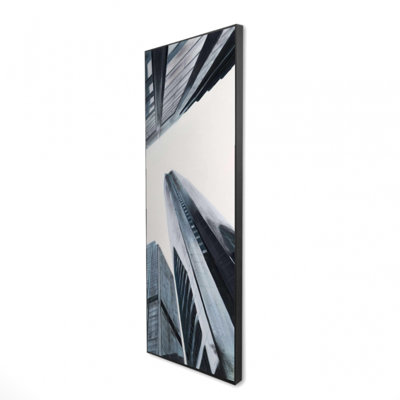 Perspective View of Skyscraper - Black Contemporary Framed Canvas
