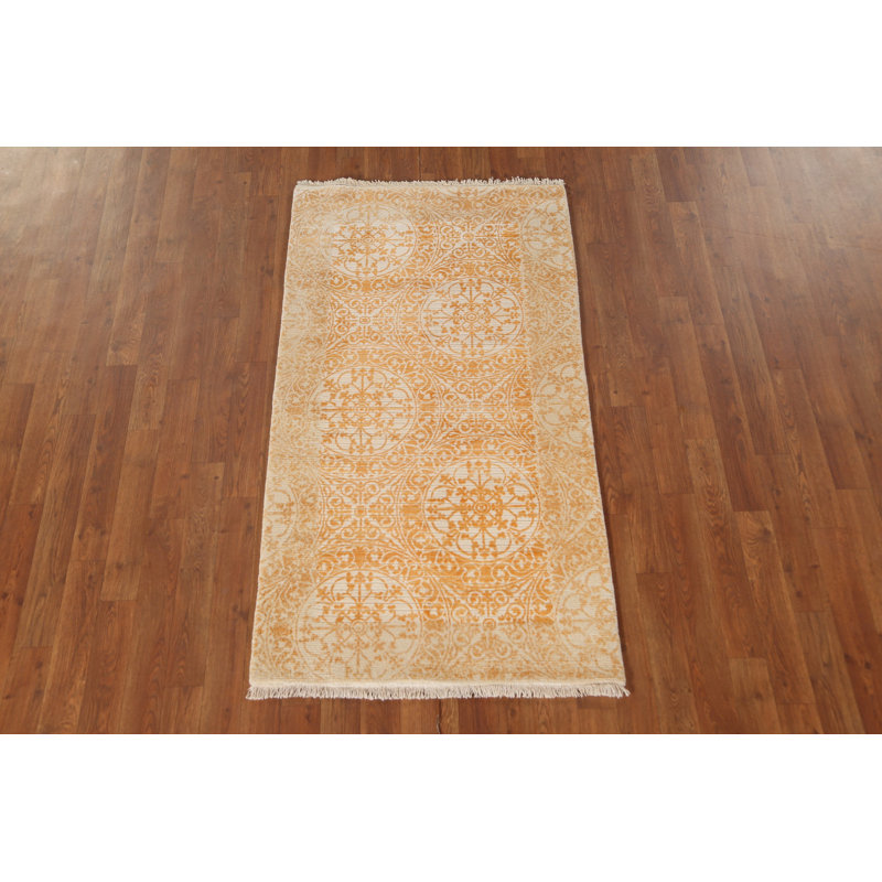 Tapis moderne abstrait jaune et ivoire 5
