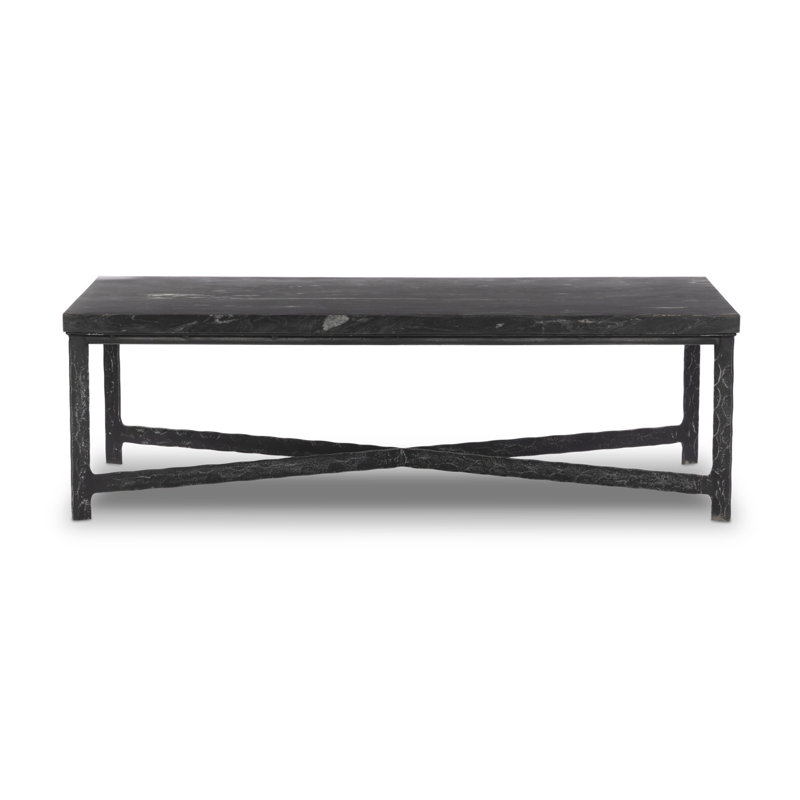 Nelida Marble Top Single Coffee Table, Charcoal Marble Top/Black Base