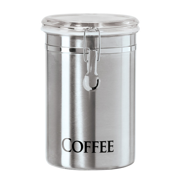 Steel Coffee Canister & Scoop Set (24oz.) - White by Bretani, 5.5