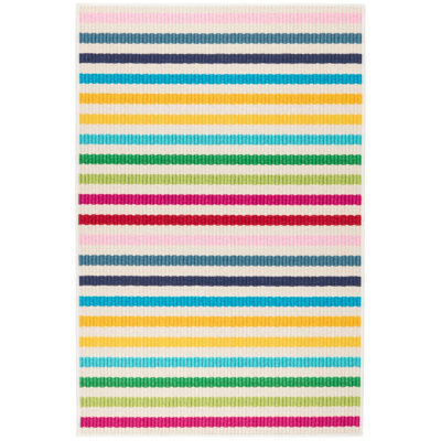 Rainbow Stripe Multi Machine Washable Rug