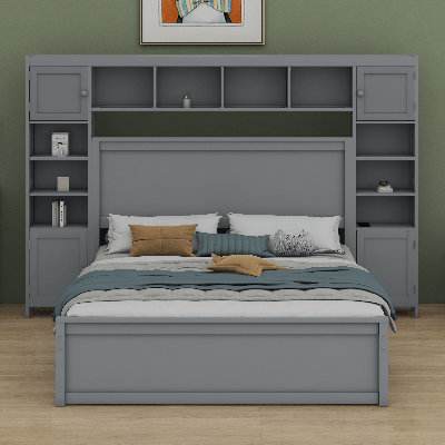 Lit en bois avec armoire