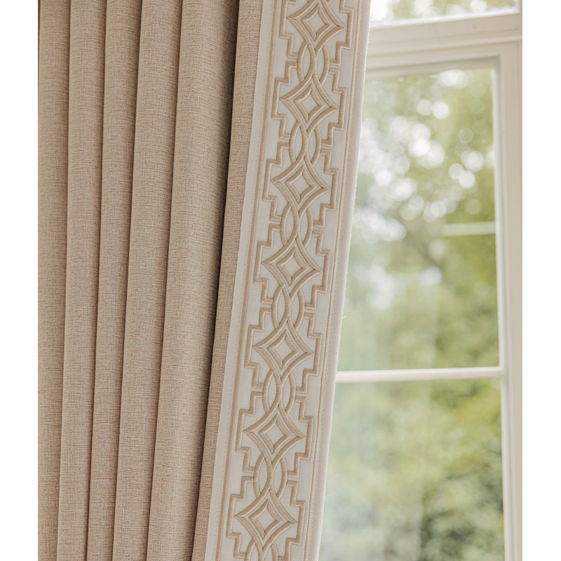 Annabelle Cotton Blend Blackout Curtain Pair, 50" W x 108" L, Soft Beige/Warm Oatmeal