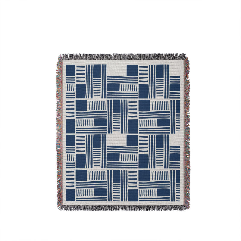 Jeté en coton Anala, Bleu, 50x60